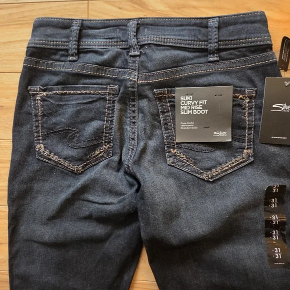 Silver Jeans Suki Curvy Fit Mid Rise Slim Boot Jeans 31x31 NWT - Picture 10 of 11